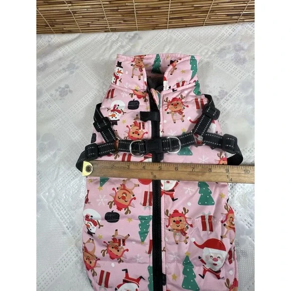 Dog Coat Winter Christmas Themed Size Medium Pink - Picture 5 of 9